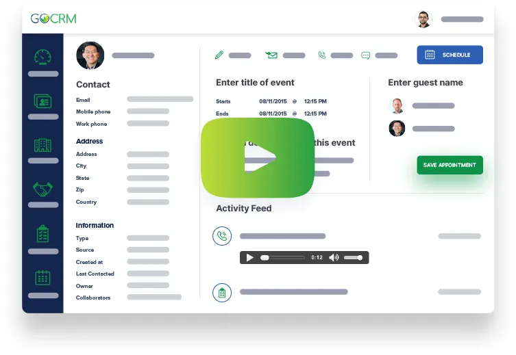 GoCRM contact and activity dashboard